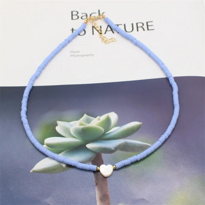 Modni boho perle od prirodnog srca u obliku školjke, ogrlica s privjeskom od 4 mm šarene ogrlice od polimerske gline, ručno rađen ženski nakit za plažu, poklon