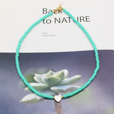 Modni boho perle od prirodnog srca u obliku školjke, ogrlica s privjeskom od 4 mm šarene ogrlice od polimerske gline, ručno rađen ženski nakit za plažu, poklon