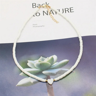 Modni boho perle od prirodnog srca u obliku školjke, ogrlica s privjeskom od 4 mm šarene ogrlice od polimerske gline, ručno rađen ženski nakit za plažu, poklon