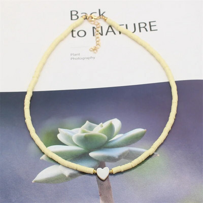 Modni boho perle od prirodnog srca u obliku školjke, ogrlica s privjeskom od 4 mm šarene ogrlice od polimerske gline, ručno rađen ženski nakit za plažu, poklon