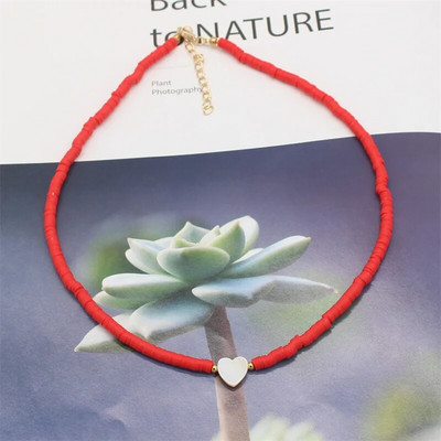 Modni boho perle od prirodnog srca u obliku školjke, ogrlica s privjeskom od 4 mm šarene ogrlice od polimerske gline, ručno rađen ženski nakit za plažu, poklon