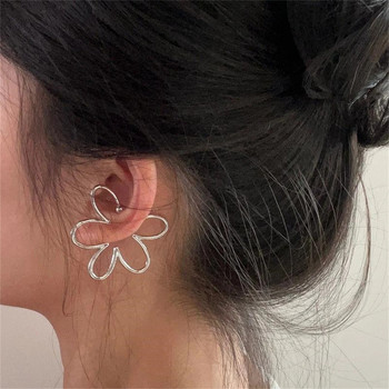 1PC модни готини метални без пиърсинг цвете щипка за уши маншет за уши геометрични креативни обеци сребърни цветни бижута подаръци за момичета
