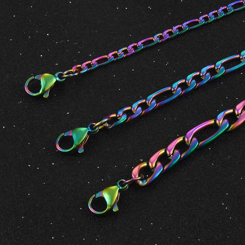 Nerūsējošā tērauda jauna Figaro ķēde vīriešu un sieviešu kaklarota neogotikas dažāda garuma augstas kvalitātes rotaslietas