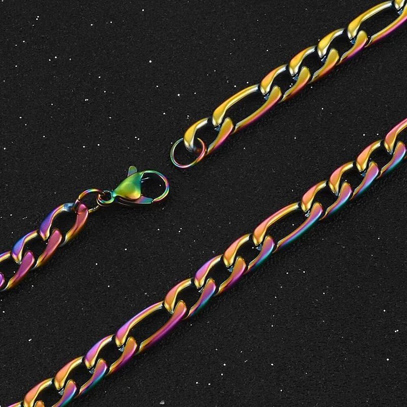 Nerūsējošā tērauda jauna Figaro ķēde vīriešu un sieviešu kaklarota neogotikas dažāda garuma augstas kvalitātes rotaslietas