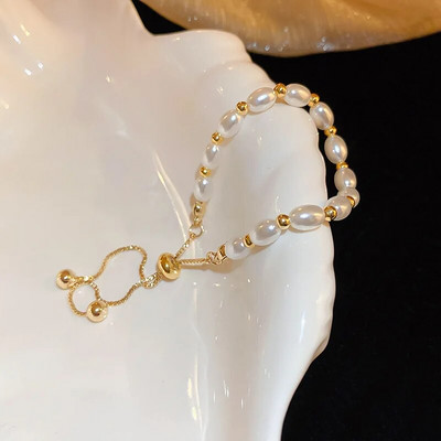 Jauna korejiešu pērļu apaļa pērle, regulējama rokassprādze Modes, vienkārša temperamenta rokassprādze Eleganta sieviešu rotaslieta