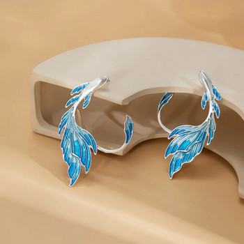 Νέο χαριτωμένο χρυσόψαρο ντεγκραντέ σκουλαρίκια με κλιπ αυτιών με μπλε ουρά ψαριού Γλυκό κορίτσι ιδιοσυγκρασία σκουλαρίκια ξωτικά Κοσμήματα φίλες Δώρο