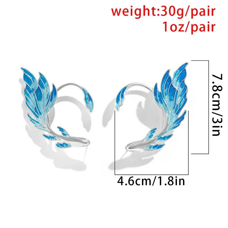 Jauni Jauki Zelta zivtiņa Gradients Auss Klips Auskari Jūras Zila Zivs Aste Saldas Meitenes Temperaments Elfs Auskari Rotaslietas Draudzene Dāvana