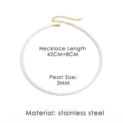 Biserna ogrlica s ogrlicom za žene, muškarce, nehrđajućeg čelika, imitacija biserne ogrlice, mladenke, djeveruše, vjenčani dar, veleprodaja nakita