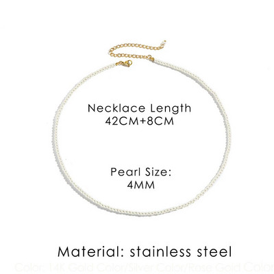 Biserna ogrlica s ogrlicom za žene, muškarce, nehrđajućeg čelika, imitacija biserne ogrlice, mladenke, djeveruše, vjenčani dar, veleprodaja nakita