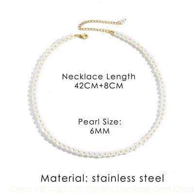 Biserna ogrlica s ogrlicom za žene, muškarce, nehrđajućeg čelika, imitacija biserne ogrlice, mladenke, djeveruše, vjenčani dar, veleprodaja nakita