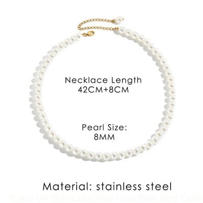 Biserna ogrlica s ogrlicom za žene, muškarce, nehrđajućeg čelika, imitacija biserne ogrlice, mladenke, djeveruše, vjenčani dar, veleprodaja nakita