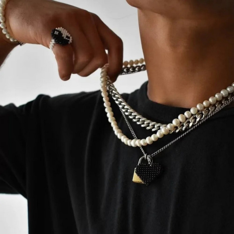 Biserna ogrlica s ogrlicom za žene, muškarce, nehrđajućeg čelika, imitacija biserne ogrlice, mladenke, djeveruše, vjenčani dar, veleprodaja nakita