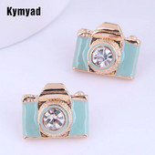Kymyad Earrings 2023 Trend New Stud Auskari Sieviešu Emalja Krāsains Kameras Auskari Kristāla mirdzoši Brincos Feminino Auskari