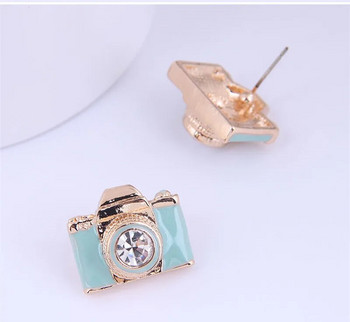 Kymyad Earrings Тенденция за 2023 г. Нови обеци на шипове за жени Емайлирана цветна обеца с камера Crystal Shining Brincos Feminino Earings