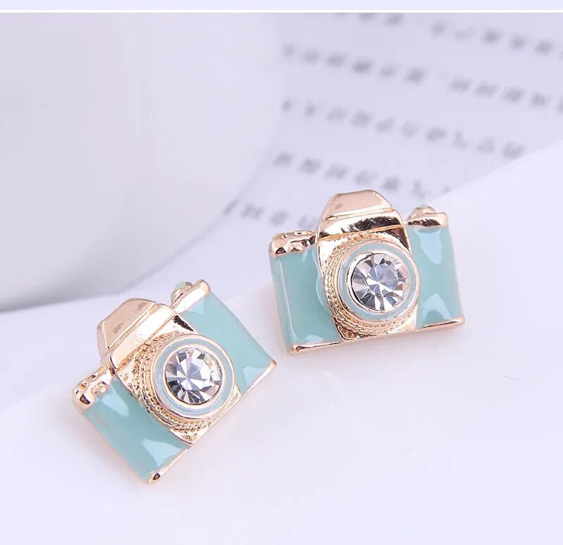 Kymyad Earrings 2023 Trend New Stud Auskari Sieviešu Emalja Krāsains Kameras Auskari Kristāla mirdzoši Brincos Feminino Auskari