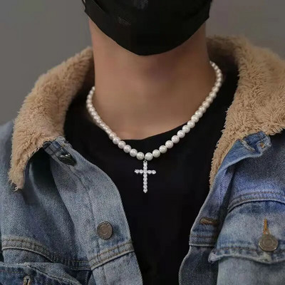 Vintage modes hiphopa ballīšu pērļu kaklarota sievietēm Christian Cross Clavicle ķēde Sieviešu panku kulons vīriešiem un sievietēm dāvanas