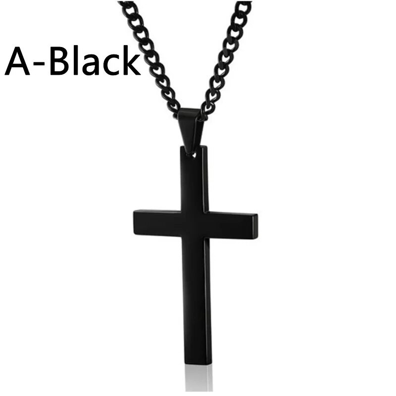 Bijuterii de lux pentru bărbați Colier cu cruce cu lanț pentru bărbați Colier din oțel inoxidabil Bărbați Bijuterii hip hop pandantiv religios cu stras