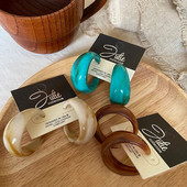 Vintage geomeetrilised ümmargused kõrvarõngad naistele Lihtne mitmevärviline akrüülist rõngaskõrvarõngas pidu Mood Ehted Aksessuaarid Kingitused