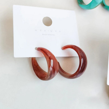 Винтидж геометрични кръгли обеци за жени Прости многоцветни акрилни шпилки Обеци с обръч Парти Модни бижута Аксесоари Подаръци