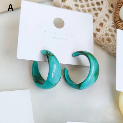 Vintage geomeetrilised ümmargused kõrvarõngad naistele Lihtne mitmevärviline akrüülist rõngaskõrvarõngas pidu Mood Ehted Aksessuaarid Kingitused