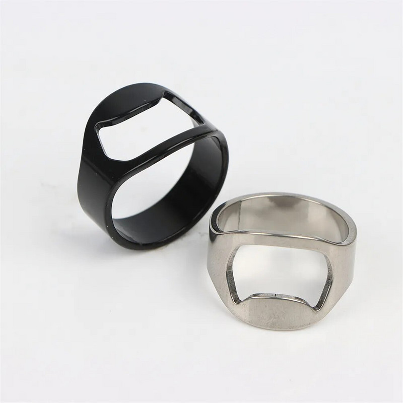 Pārnēsājams alus īkšķa pudeļu attaisāmais unikāls nerūsējošā tērauda pirkstu gredzens vīriešiem Modes panks Krāsa Radošums Dekorācijas Rotaslietas
