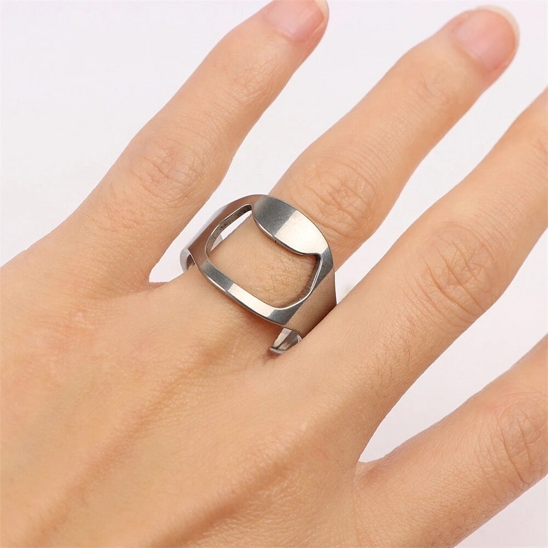 Pārnēsājams alus īkšķa pudeļu attaisāmais unikāls nerūsējošā tērauda pirkstu gredzens vīriešiem Modes panks Krāsa Radošums Dekorācijas Rotaslietas