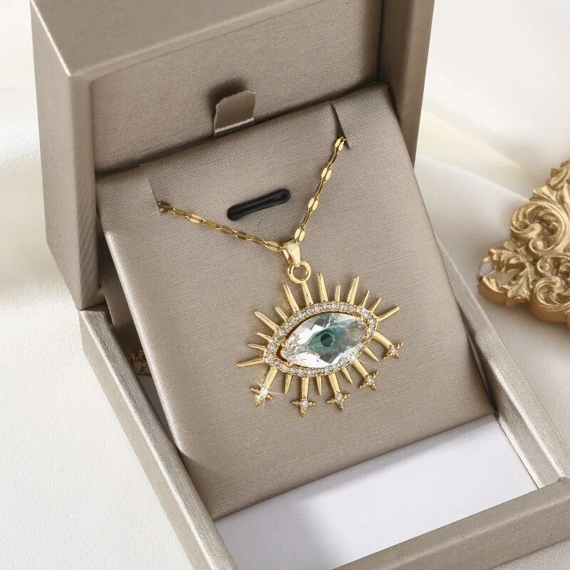 【Varš cirkons】 Nekad neizbalē Evil Eye kristāla kulonu kaklarota sievietēm Lucky Transit banketu ballītei rotaslietas dzimšanas dienas dāvana bērnam