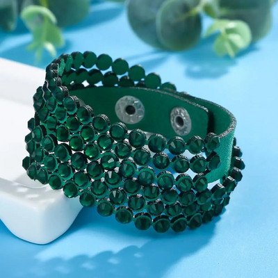 HOCOLE kristāla rokassprādze Rhinestone ādas rokassprādzes un rokassprādzes ietīšanas daudzslāņu rokassprādzes sievietēm pulseras mujer moda rotaslietas