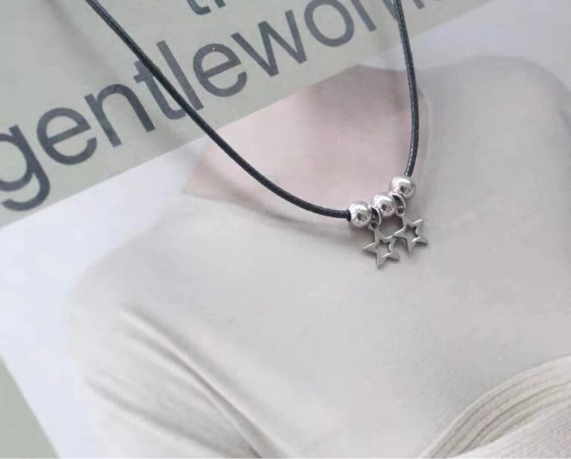 Dobu zvaigznes kulons nerūsējošā tērauda krelles kaklarota kaklarota sievietēm korejiešu modes vintage vasaras virvju ķēde Y2K rotaslietas aksesuāri