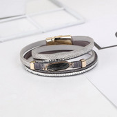 Modes ādas rokassprādzes sievietēm Rhinestone Charm Sieviešu Boho daudzslāņu plata ietīšanas rokassprādze Sieviešu kāzu aksesuāriRotaslietas