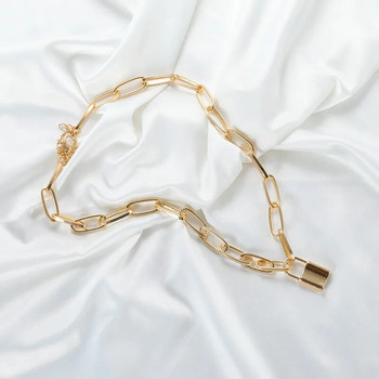 Νέα μενταγιόν Κλειδαριά Πανκ Κολιέ για γυναίκες Χρυσό Χρώμα Κοίλη Αλυσίδα Προσωπικότητα Γυναικείο Λαιμός Κοσμήματα γοτθική διακόσμηση λαιμού