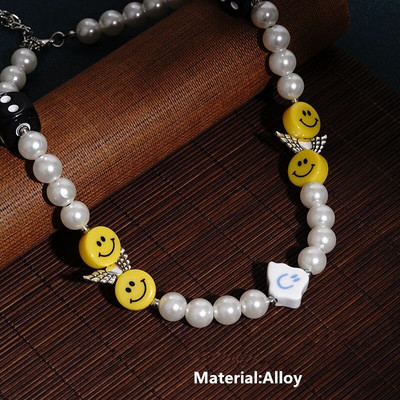 Hip Hop Punk personalizēta zemes kaktusa pakavs zieds ar melnu krellēm, gara kombinēta kaklarota