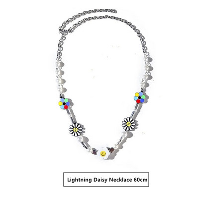 Hip Hop Punk personalizēta zemes kaktusa pakavs zieds ar melnu krellēm, gara kombinēta kaklarota