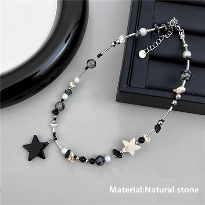 Hip Hop Punk personalizēta zemes kaktusa pakavs zieds ar melnu krellēm, gara kombinēta kaklarota