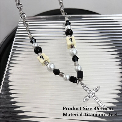 Hip Hop Punk personalizēta zemes kaktusa pakavs zieds ar melnu krellēm, gara kombinēta kaklarota