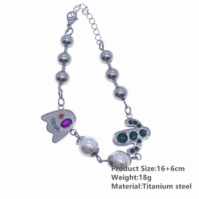 Hip Hop Punk personalizēta zemes kaktusa pakavs zieds ar melnu krellēm, gara kombinēta kaklarota