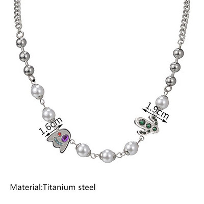 Hip Hop Punk personalizēta zemes kaktusa pakavs zieds ar melnu krellēm, gara kombinēta kaklarota