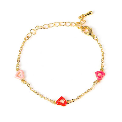 2022 New Arrival Heart Anklets Βραχιόλι Παιδικό Χάλκινο Χρυσό Χρώμα Αλυσίδα Γούρι Βραχιόλια για Γυναικεία Κοσμήματα για κορίτσια