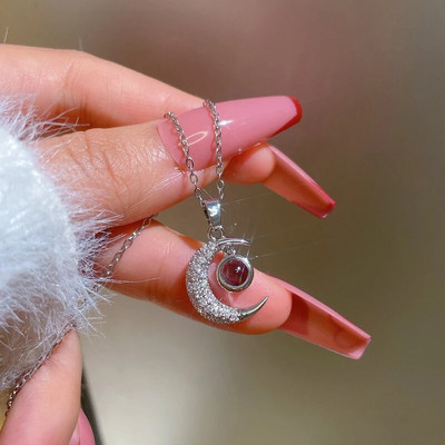 Europski i američki ins stil retro trend mjesečeva ogrlica djevojka osobnost mjesečeva ključna kost privjesak 100 jezika volim te poklon