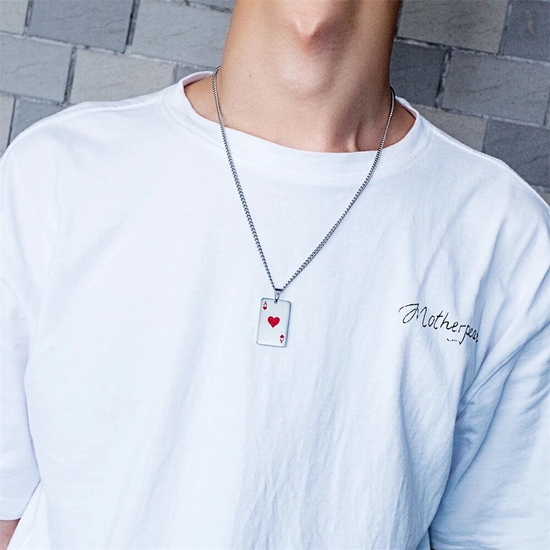 Πανκ Στυλ Παιγνιόχαρτο Πόκερ Κρεμαστό Κολιέ Ανδρικά Αγόρια Hip Hop Lucky Ace Of Spades Κολιέ γοητείας για άνδρες Γυναικείο ζευγάρι