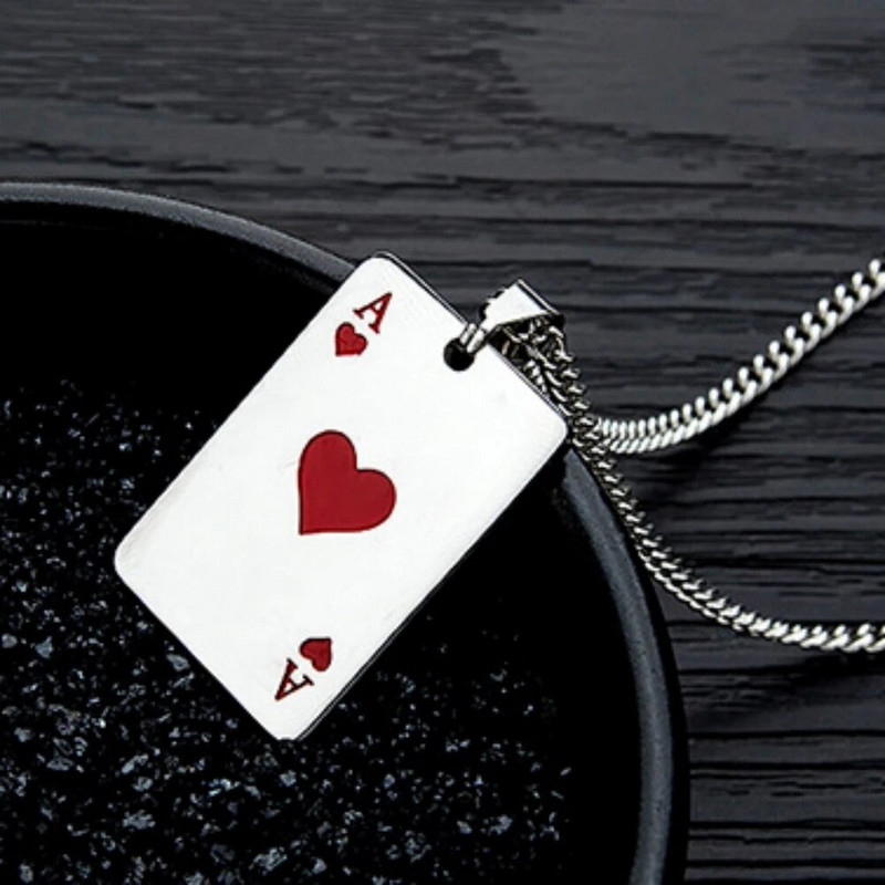 Πανκ Στυλ Παιγνιόχαρτο Πόκερ Κρεμαστό Κολιέ Ανδρικά Αγόρια Hip Hop Lucky Ace Of Spades Κολιέ γοητείας για άνδρες Γυναικείο ζευγάρι