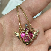 Anime Sailor Moon Cosplay μενταγιόν κολιέ για γυναίκες κορίτσια Crystal Wing Heart Chocker Κολιέ Κοσμήματα για πάρτι Cosplay Props
