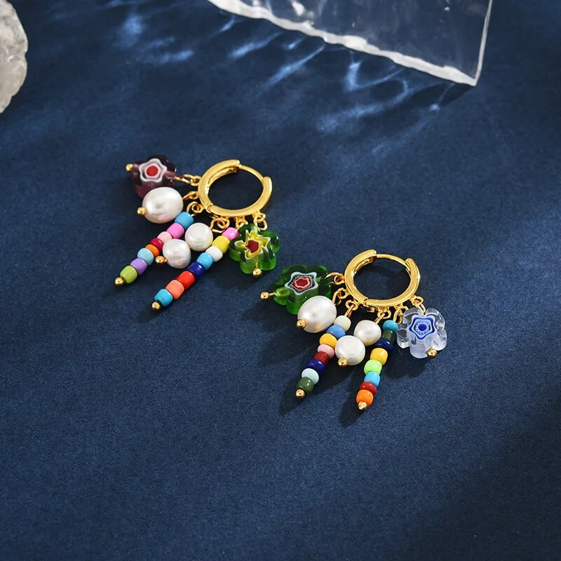 Έγχρωμα σκουλαρίκια με χάντρες για γυναικεία INS Wind Lovely φυσικά μαργαριτάρια σκουλαρίκια με μοντέρνα σχέδια με φούντα σκουλαρίκια