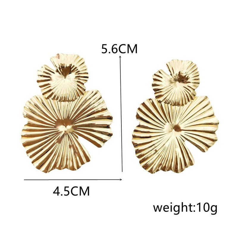 Нова тенденция Преувеличени цветя Листа на лотос Метална висулка Обеци за жени Минимализъм Геометрия Brincos Сватбени бижута Подарък за момиче