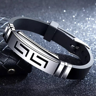 2023 Explosion Models Fashion Wristband Μαύρο Punk Rubber Ανδρικά βραχιόλια από σιλικόνη από ανοξείδωτο ατσάλι Βραχιόλια βραχιόλια