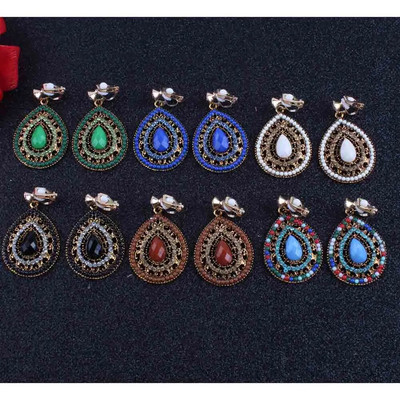 Нови парти 6 цвята Bijoux Bohemia Изящни кристални обеци с клипс без пиърсинг Бохо турски ретро етнически бижута