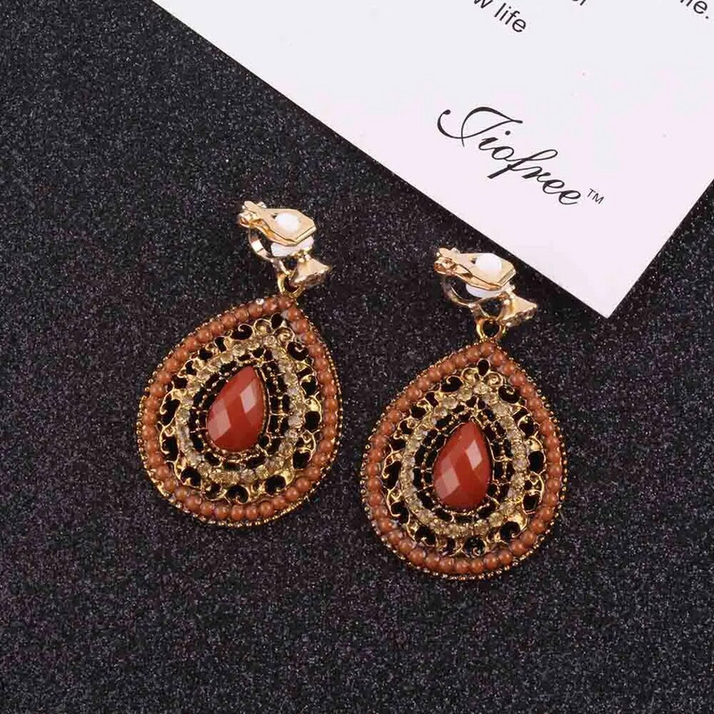 Új Party 6 színű Bijoux Bohemia Statement kristálycsipesz fülbevalón piercing nélkül Boho török vintage etnikai ékszerek