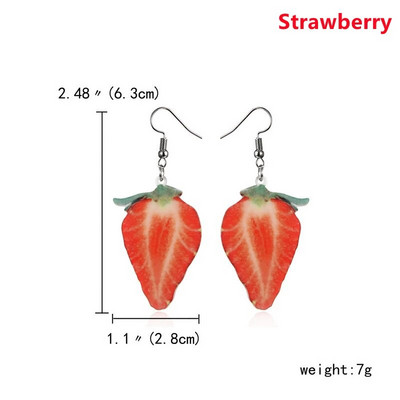 Női Nyári Gyümölcs Csepp Fülbevaló Aranyos Akril Eper Alma Narancs Kiwi Görögdinnye lógó Fülbevaló Lányoknak Ékszer