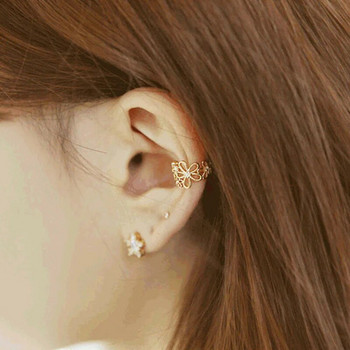 Ear Cuff Χρυσό χρώμα Λουλούδι Κλιπ αυτιών που δεν τρυπούν Ψεύτικα σκουλαρίκια χόνδρου Κοσμήματα για γυναίκες Ανδρικά δώρα χονδρικής