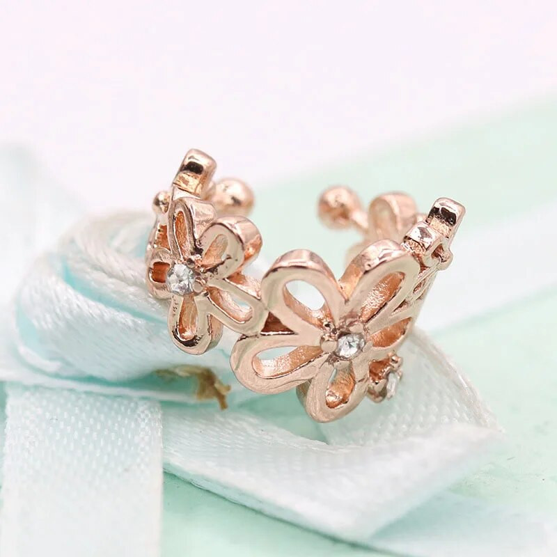 Ausu aproces zelta krāsas ziedi bez caurduršanas ausu klipši viltus skrimšļu auskari rotaslietas sievietēm vīriešiem vairumtirdzniecība dāvanas